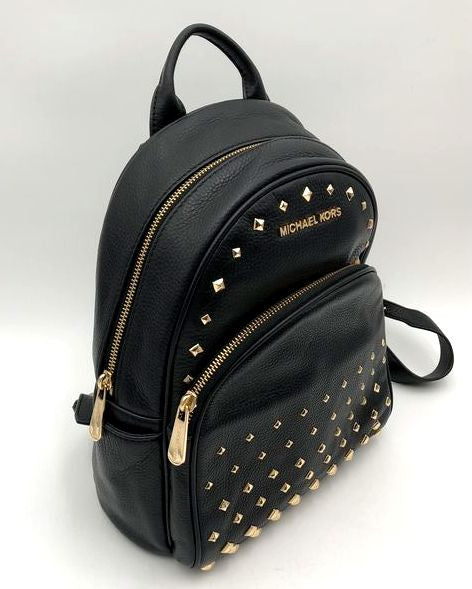 Michael Kors Black Leather 'Abbey' Studded Back Pack (+COA)