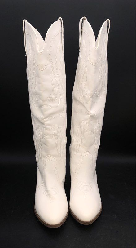 Sugar Kammy White Faux Leather Knee High Western Cowboy Boots Womens Size 9