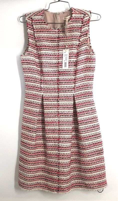 Rebecca Taylor Women's Optic Tweed Sleeveless Sheath Dress Red White NWT Sz 2