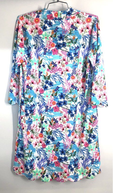 Anthony's Women's Multicolor Bright Floral Scalloped Hem Dress Sz M NWT