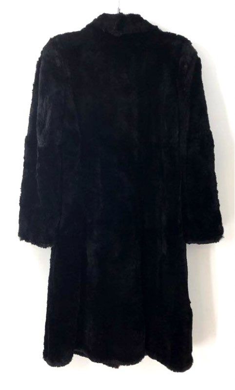 Vintage Regina Women's Black Seal-Dyed Coney Fur Long Coat Husch Bros. Sz L