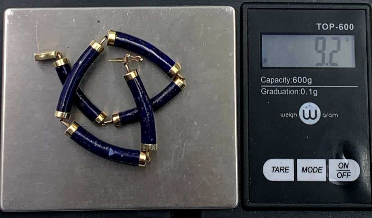 Beautiful 14K Gold Sodalite-Stone Bracelet 9.2g