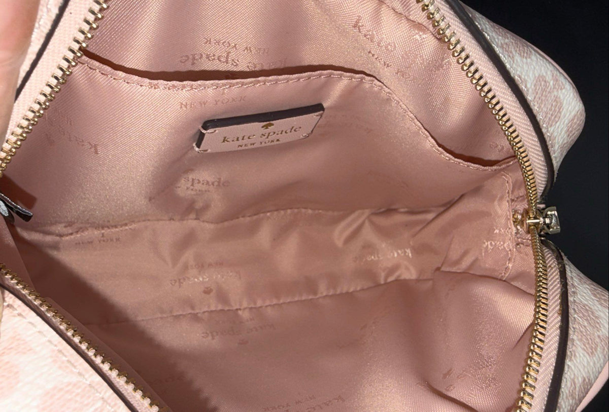 Kate Spade Pink Spade Flower Monogram Crossbody Camera Bag Gold Hardware
