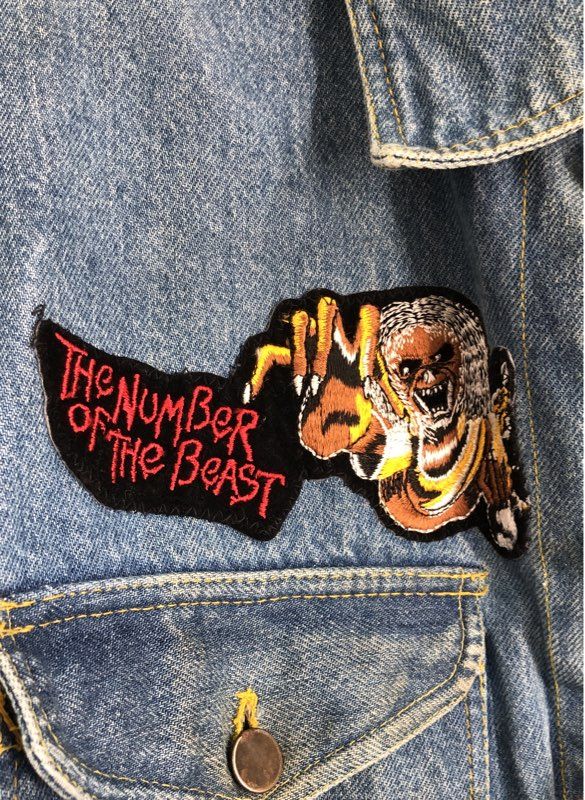 Vintage Iron Maiden Heavy Metal Band Patch Denim Jacket Chore Coat Sz L