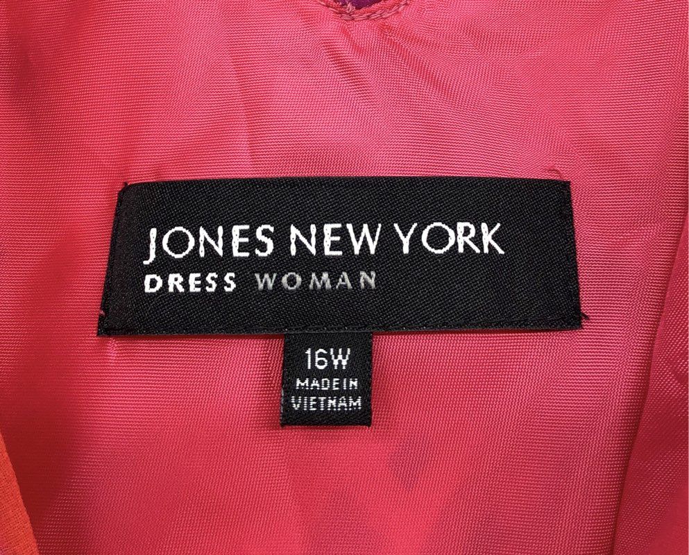 Jones New York Women's Pink Orange Multi Carnival of Color Dress NWT Sz 16W