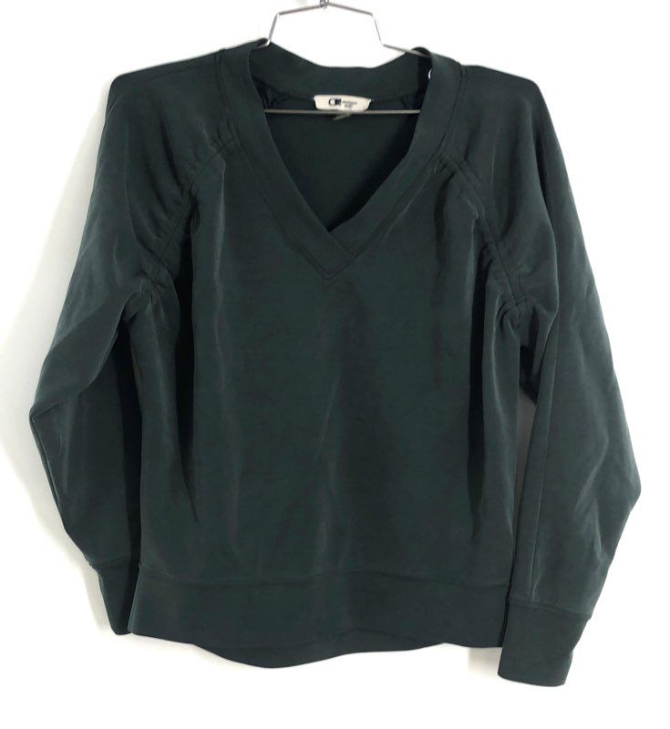 Cable & Gauge Sport Women's Green Modal Blend V-Neck Pullover Top Sz XS