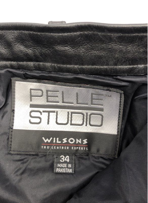 Vintage Pelle Studio Women's Black Leather Straight Leg Pants Sz 34 NWT Y2K