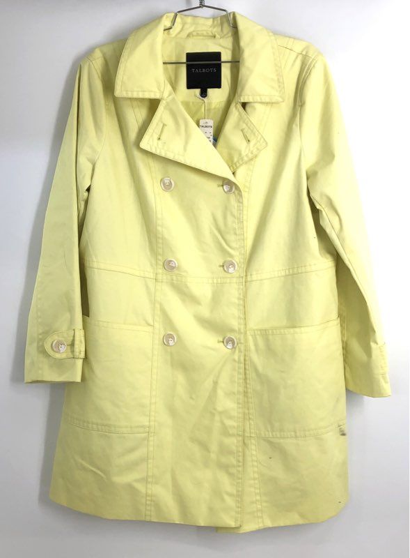 Talbots Women's Yellow Water-Resistant Rainwear Double Breasted Jacket NWT Sz L