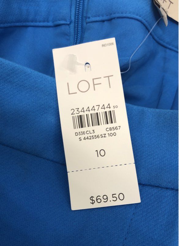 LOFT Women's Blue Button Front Mini Skirt Cotton Blend Sz 10 NWT