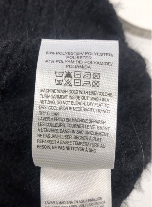 Lucky Brand Women's Black Fuzzy Cable Knit V-Neck Deep V-Back Sweater Sz M NWT