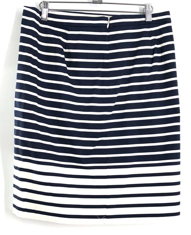 J.Crew Women's The Pencil Skirt Navy White Striped Stretch Cotton NWT Sz 8