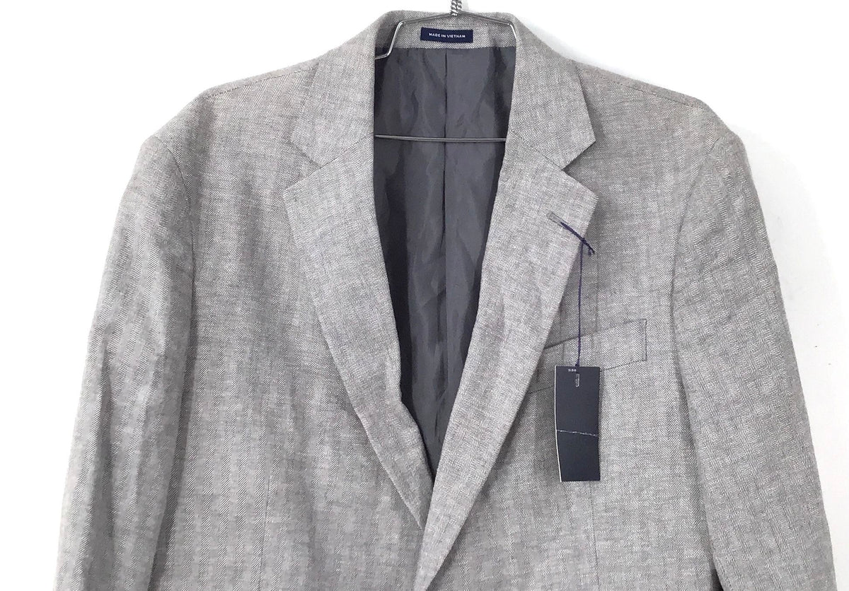 NWT Stafford Men's Gray Herringbone Suit Blazer - 42 Sh