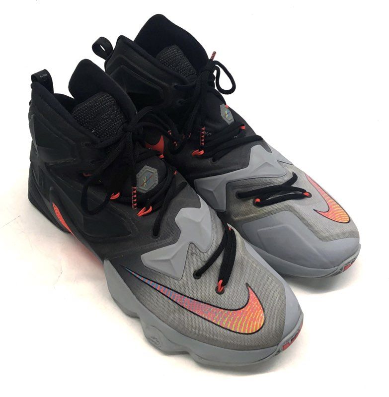Nike LeBron 13 Wolf Grey Black Bright Crimson Basketball Shoes Size 13