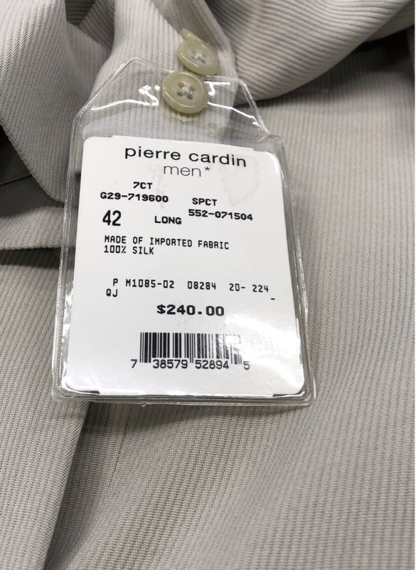 Pierre Cardin Men's Beige 100% Silk Textured Blazer Sport Coat Jacket NWT 42L