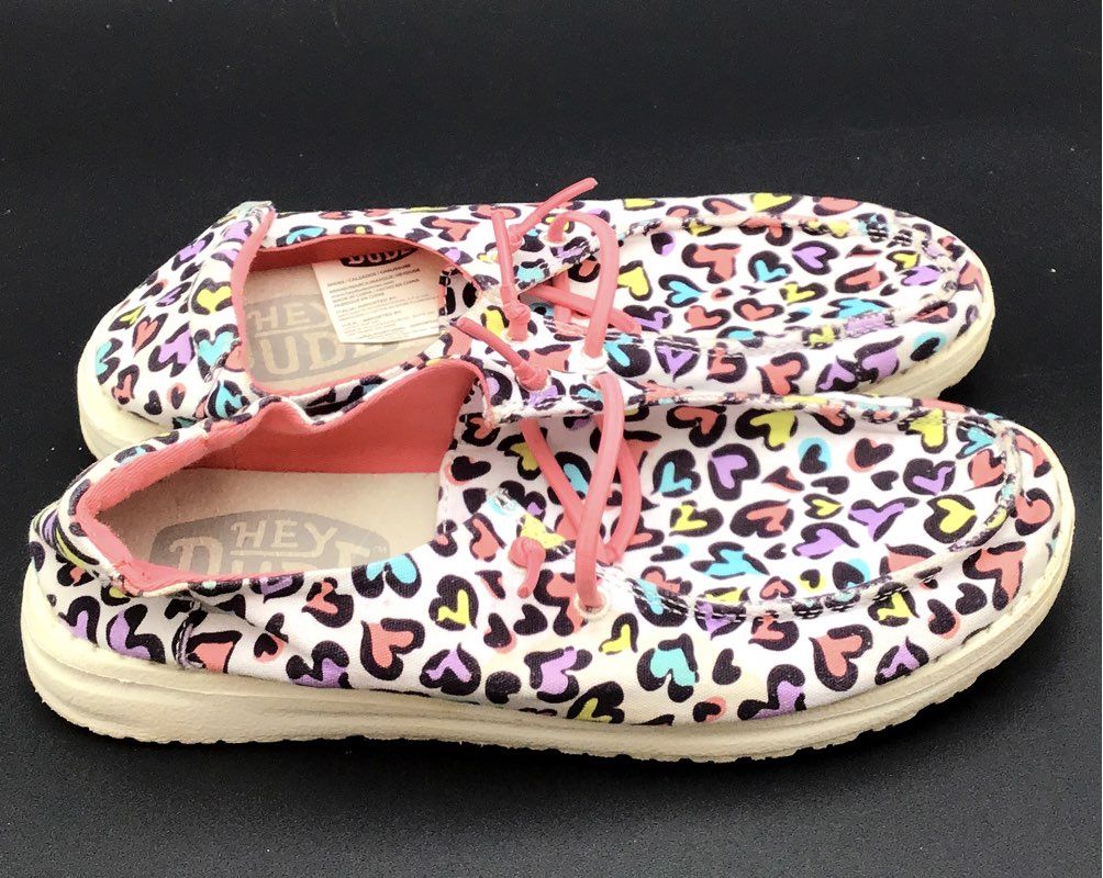 Hey Dude Boys Wendy White Leopard Slip-On Casual Shoes - Size 5