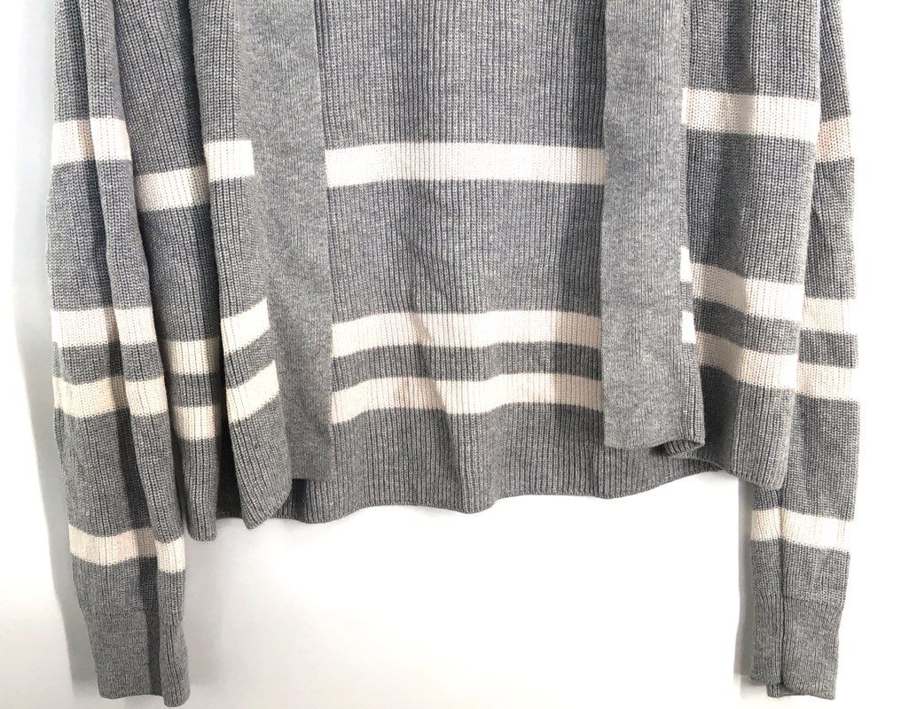 Banana Republic Women's Gray White Striped Ribbed Open Front Cardigan Sz M