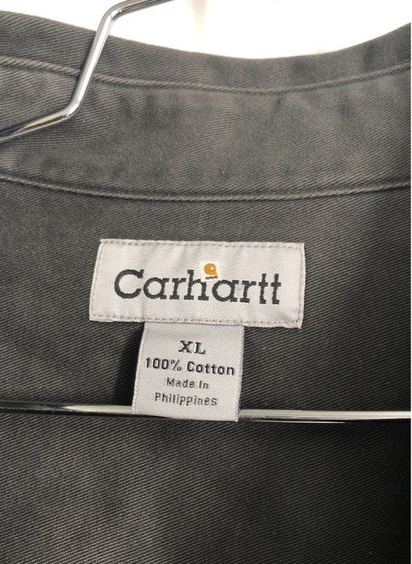 Carhartt Men's Black Long Sleeve Button Down Cotton Twill Work Shirt Sz XL