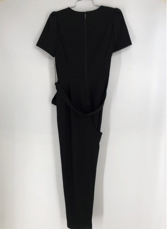 Calvin Klein Women's Black Belted Puff Short Sleeve Midi Dress Sz 8 NWT