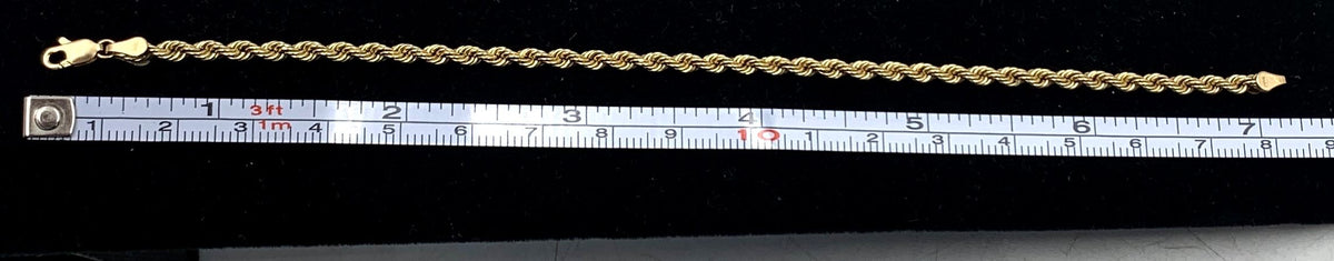 Terrific 10K Yellow Gold 7" Rope Bracelet 1.67g