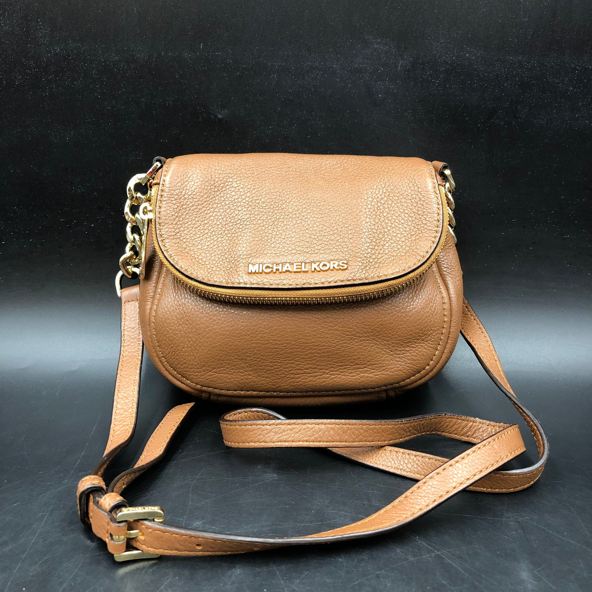 Michael Kors Brown Pebbled Leather 'Bedford' Crossbody Bag (+COA)