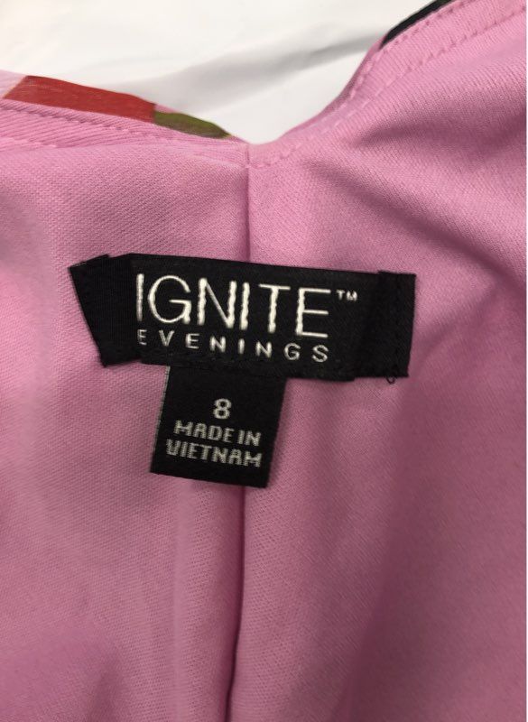 Ignite Evenings Women's Pink Floral High Low Flutter Sleeve Chiffon Dress Sz 8