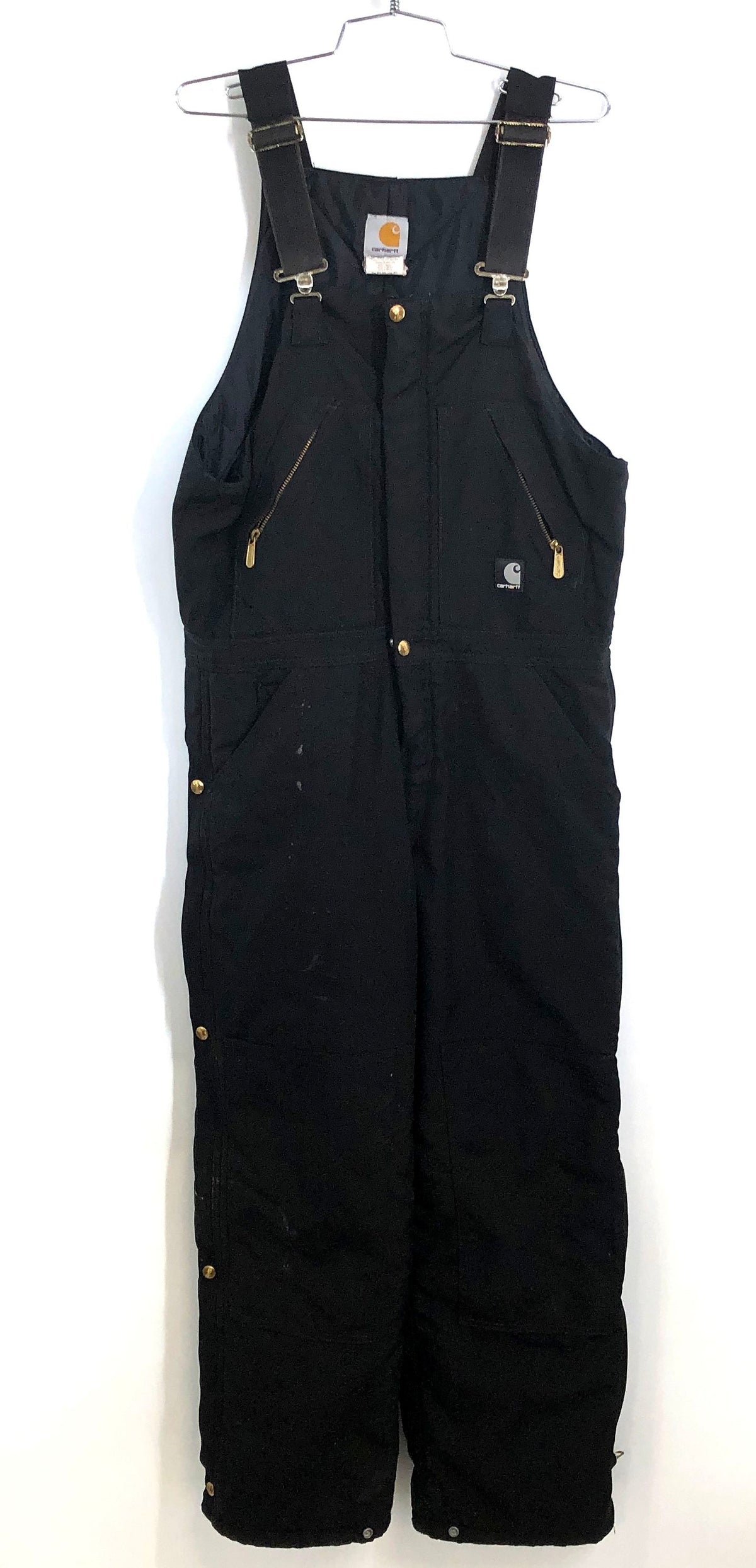Carhartt Men's Black Arctic Quilt Lined Nylon Bib Overalls R22 Sz 32x30