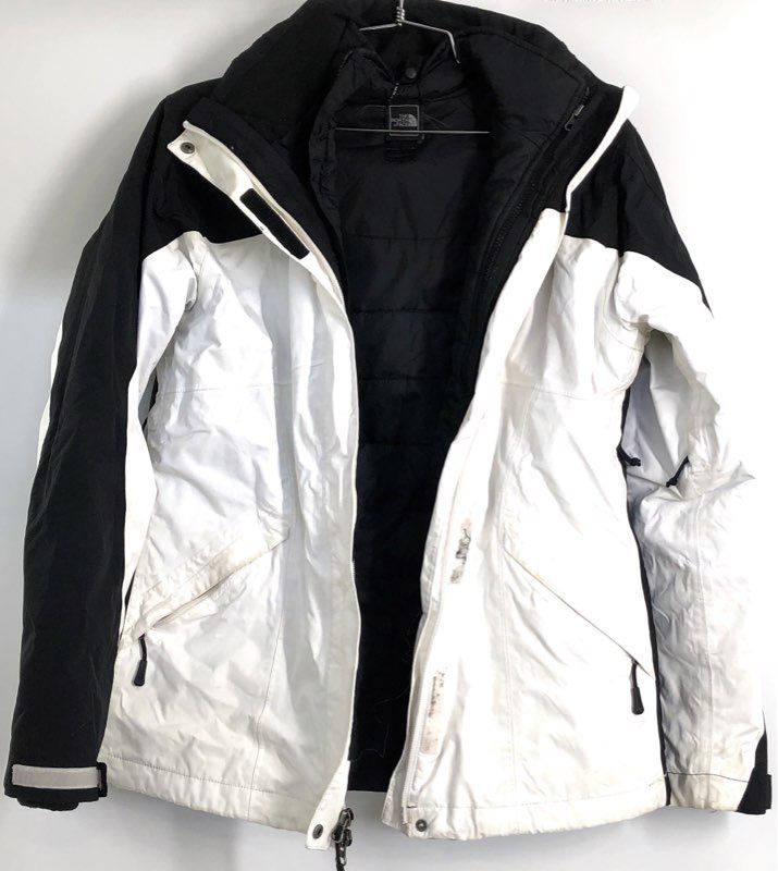 The North Face Women's HyVent Insulated Hooded Ski Jacket White Black Sz M