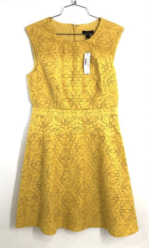 J.Crew Women's Yellow Laser-Cut Geometric Eyelet Fit & Flare Dress NWT Sz 6