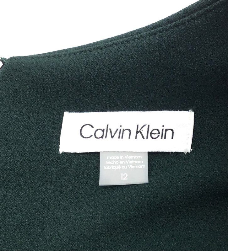 Calvin Klein Women's Dark Green Cape Sleeve Shift Mini Dress NWT Sz 12