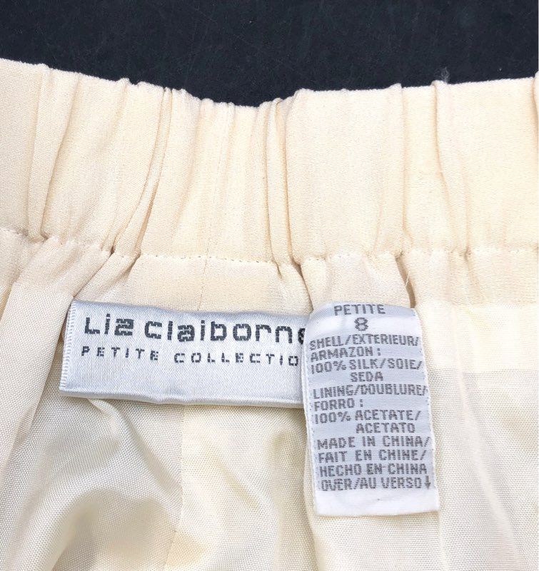 Vintage 90s Liz Claiborne Women's Cream Silk Pleated Tropical Silks Pants NWT 8P