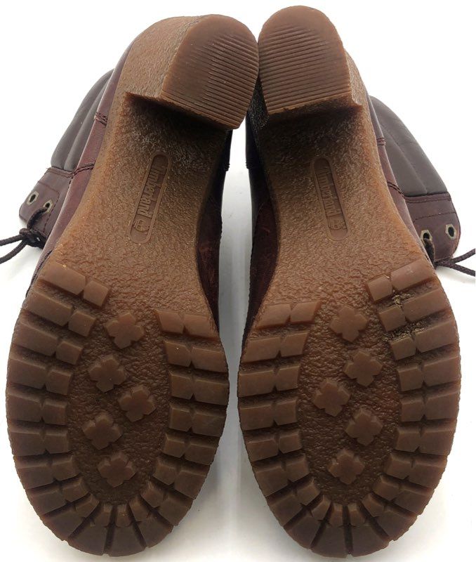 Timberland Tillston 6-Inch Dark Brown Leather Block Heel Boots Women's Size 8