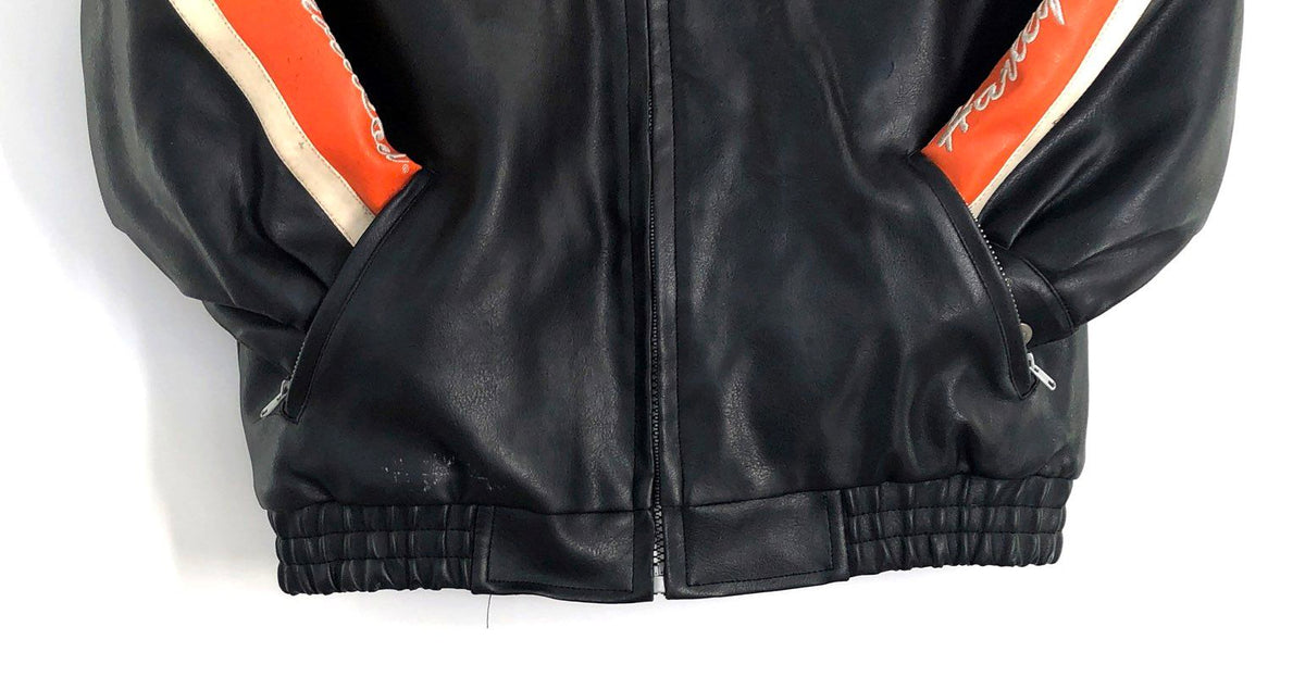 Harley-Davidson Boys Racing Stripe Biker Faux Leather Jacket Sz 7
