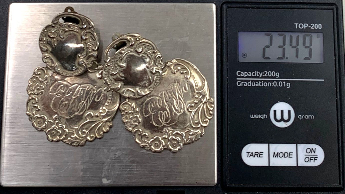 Terrific Sterling (.925) Silver 1.75" Clip-On Earrings 23.49g