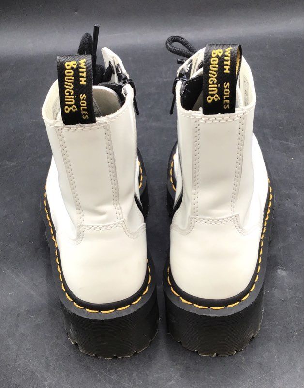 Dr. Martens Jadon White Smooth Leather Platform Boots Women's Size 6