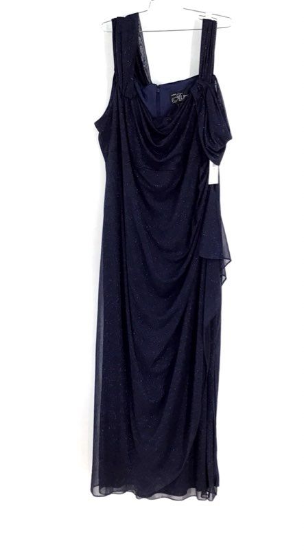 NWT Alex Evenings Women&#39;s Navy Blue Sleeveless Cowl Neck Maxi Dress - Size 22W