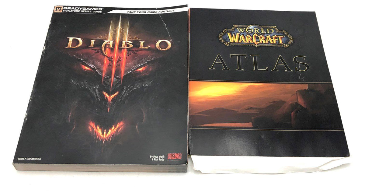 World of Warcraft Diablo III 4 Strategy Guide Book Lot BradyGames PC Atlas