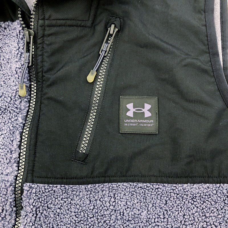 NWT Under Armour Men's Mission Vest Gray Black Sherpa Fleece Full Zip Size XL
