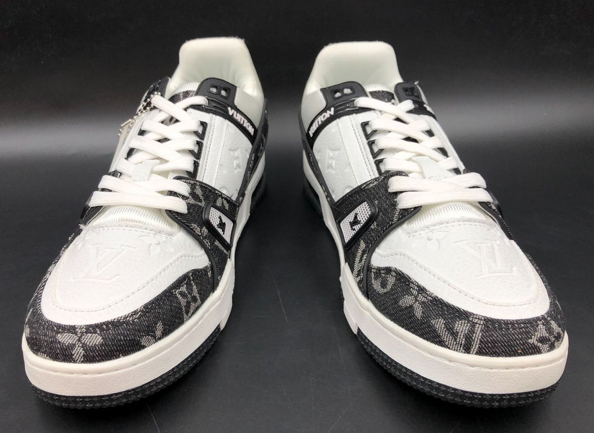 Louis Vuitton Inspired Men's Signature LV Monogram Black/White Sneakers - Sz 45