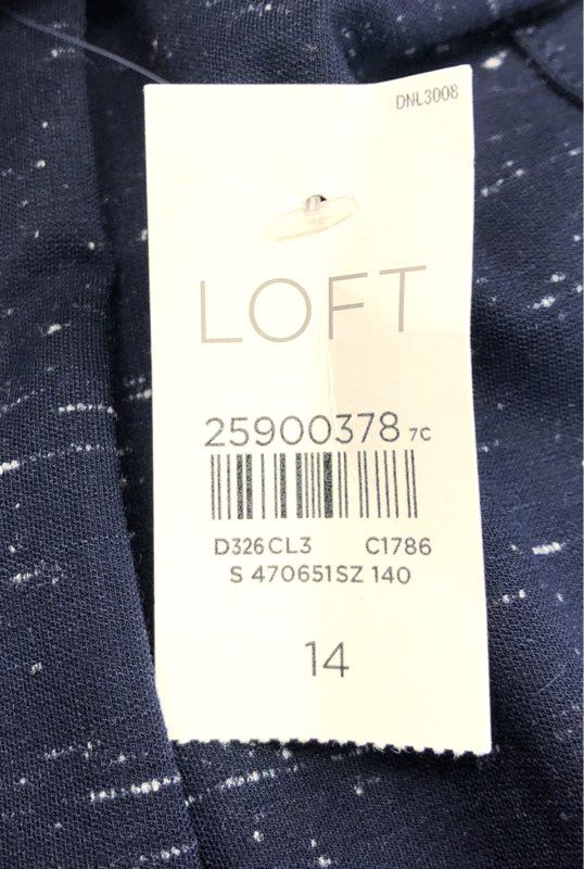 LOFT Women's Navy Blue Speckled Marled Knit Skinny Stretch Pants Sz 14 NWT
