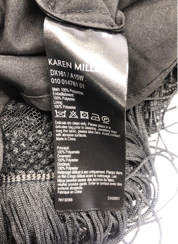 Karen Millen Women's Black Mesh Chevron Fringe Sheath Dress Sz 4 NWT