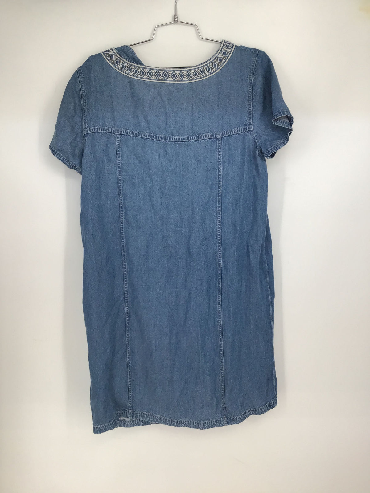 NWT Southern Tide Women&#39;s Blue Short Sleeve Split Neck Shift Dress - Size M