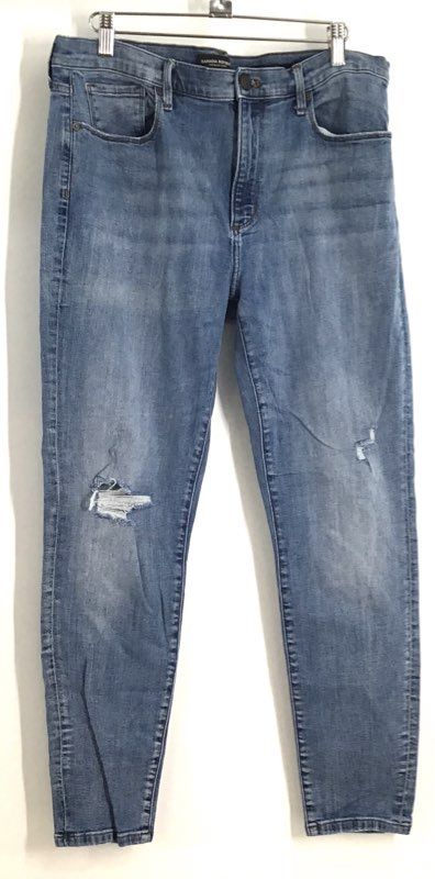 Banana Republic Women's Blue Distressed Ripped Knee Skinny Jeans Sz 32