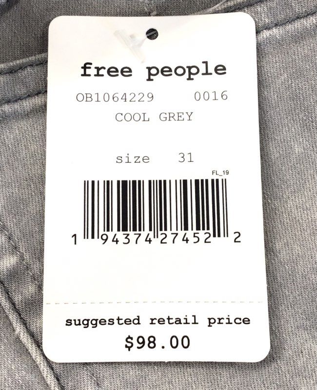 NWT We The Free Women's Cool Gray Denim Skinny Jeans - Size 31