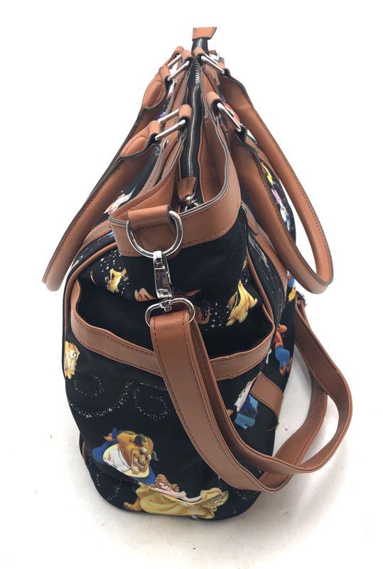 Bradford Exchange Disney Characters Black Fabric Tote Bag Crossbody Satchel