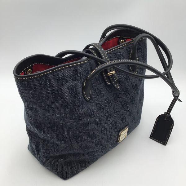 Authentic Dooney &amp; Bourke Black Monogram Print Luxury Tote Bag - COA Included