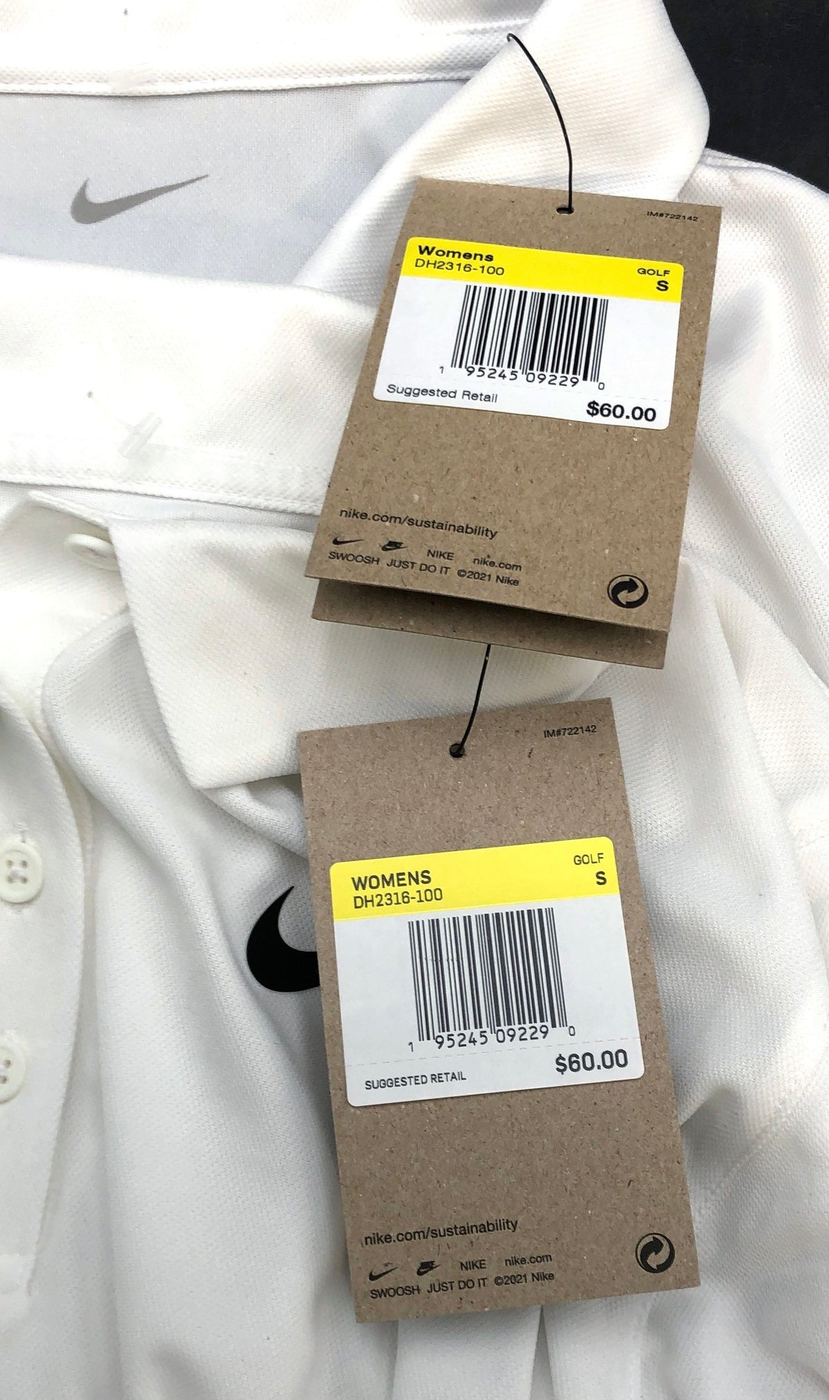 Nike Women's White Dri-Fit Long Sleeve Golf Polo Shirts Lot of 2 Sz S NWT