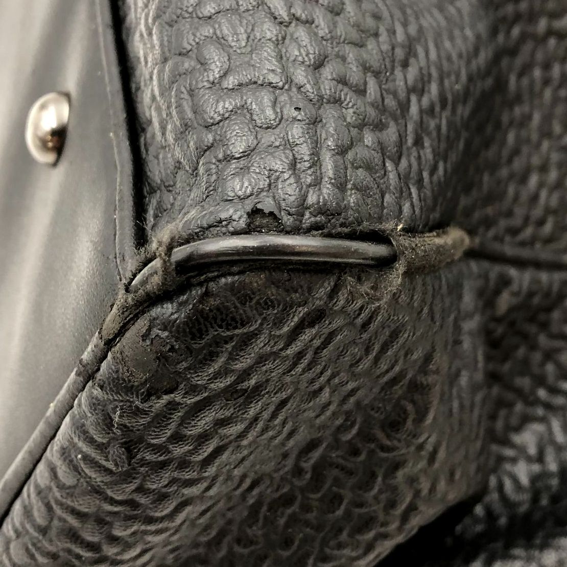 Versace Parfums Large Black Faux Leather Tote with Gold-Tone Accents