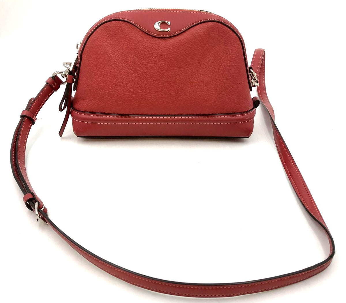 Coach 'Ivie' Red Pebbled Leather Crossbody Bag with Gold-Tone Hardware (+COA)