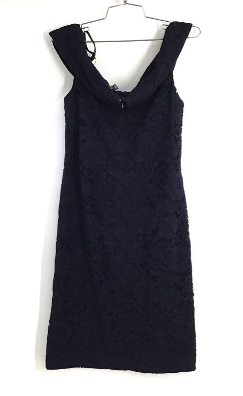 Lauren Ralph Lauren Women's Navy Lace Off Shoulder Sheath Dress NWT Sz 8