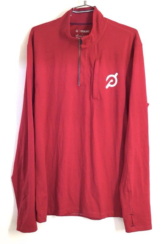 Fourlaps x Peloton Men's Red Quarter Zip Pullover Activewear Performance Sz L